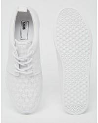 Asos Lace Up Sneakers In White With Perforation