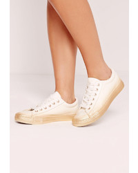 Missguided Metallic Outsole Trainers Gold