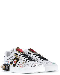 Dolce & Gabbana Musical Patch Lace Up Sneakers