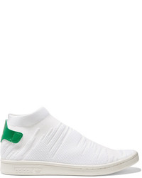 adidas Originals Stan Smith Shock Leather Trimmed Primeknit Sneakers White
