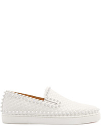 Christian Louboutin Pik Boat Embossed Leather Slip On Trainers