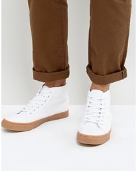 Asos Skater Sneakers In White Canvas With Gum Sole