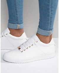 Asos Sneakers In White With Back Lace And Gold Details