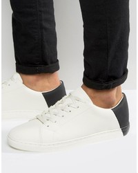 Asos Sneakers In White With Contrast Heel
