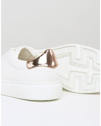 Asos Sneakers In White With Copper Metallic Toe Cap