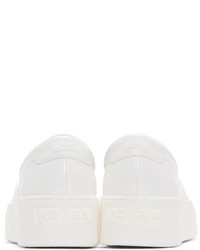 Kenzo White Faux Leather Logo Sneakers