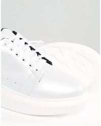 Daisy Street White Irridescent Platform Sneakers