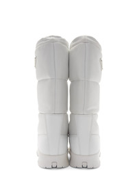 Prada White Leather Moon Boots