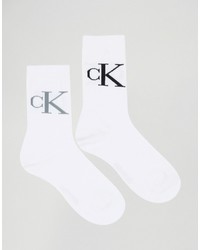 Calvin Klein 2 Pack Retro Logo Crew Socks