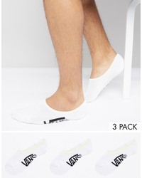 Vans 3 Pack Classic No Show Socks In White Vxttwht