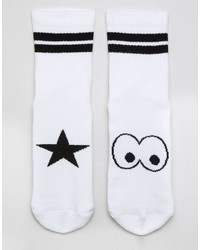 Asos Brand Ankle Lenth Tube Style Socks 2 Pack With Eyes And Star Design
