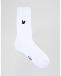 Asos Brand Tube Style Socks With Mickey Mouse Embroidery 5 Pack