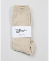 Johnstons of Elgin Cream Cashmere Ankle Socks