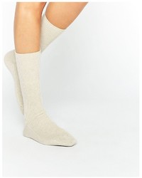 Johnstons of Elgin Cream Cashmere Ankle Socks