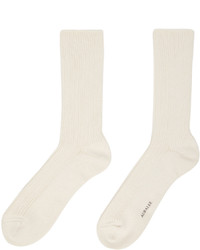 Auralee Off White Ribbed Socks