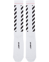 Off-White Silver Shiny Diagonal Socks