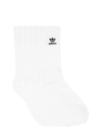 adidas Originals Six Pack White Solid Crew Socks