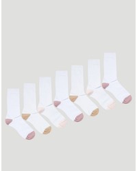 Asos Socks With Pink Heel Toe 7 Pack
