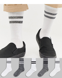 ASOS DESIGN Sports Style Socks In Monochrome Salt Pepper Twist 5 Pack
