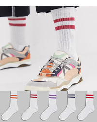 ASOS DESIGN Sports Style Socks In White With Sweet Colour Stripes Asos Branding 5 Pack