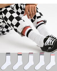 ASOS DESIGN Sports Style Socks With Collegiate Colour Stripes 5 Pack