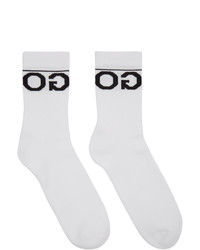 Hugo Two Pack White Rib Logo Socks