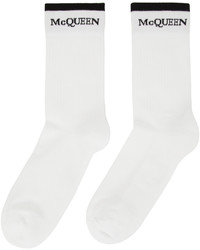Alexander McQueen White Black Logo Socks