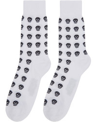 Alexander McQueen White Black Short Skull Socks
