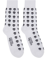 Alexander McQueen White Black Short Skull Socks
