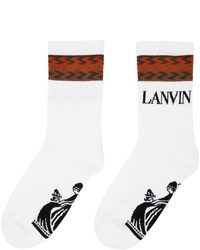 Lanvin White Brown Jacquard Socks