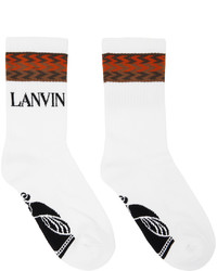 Lanvin White Brown Jacquard Socks