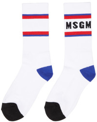 MSGM White Colorblock Logo Socks