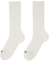 Jil Sander White Cotton Patch Socks