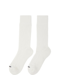 Jil Sander White Logo Patch Socks