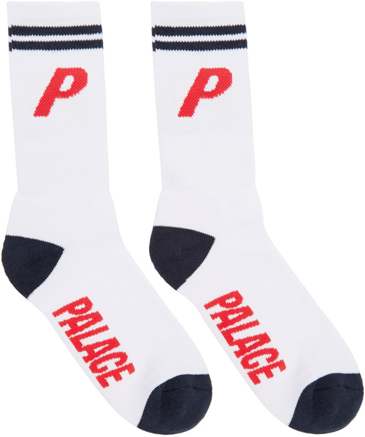Palace White Logo Socks, $25 | SSENSE 