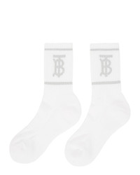 Burberry White Metallic Monogram Socks