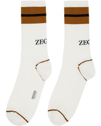 Zegna White Mid Calf Socks