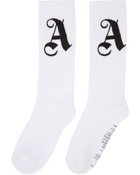Palm Angels White Pa Monogram Socks