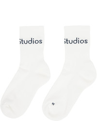 Acne Studios White Ribbed Logo Socks