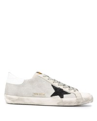 White Star Print Canvas Low Top Sneakers