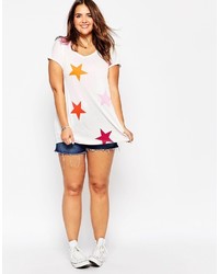 Asos Curve Tunic T Shirt With Colored Star Print