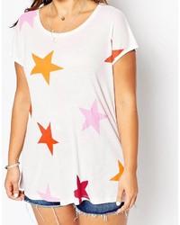 Asos Curve Tunic T Shirt With Colored Star Print