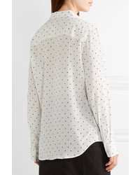Kate Moss For Equipt Brett Printed Washed Silk Shirt White