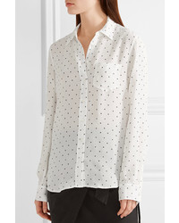Kate Moss For Equipt Brett Printed Washed Silk Shirt White