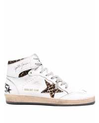Golden Goose Logo Print High Top Leather Sneakers
