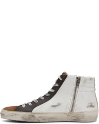 Golden Goose White Brown Slide Classic High Sneakers