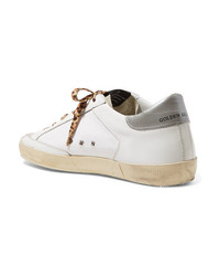 Golden Goose Deluxe Brand Distressed Med Leather Suede And Canvas Sneakers