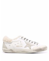 Golden Goose Superstar Leather Shearling Trim Sneakers