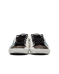 Golden Goose White And Blue Glitter Sneakers