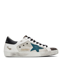 Golden Goose White And Blue Glitter Sneakers